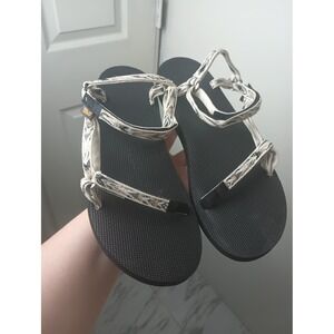 Teva Original Universal Sandals Womens 11 Black White Geometric Strappy F60124L